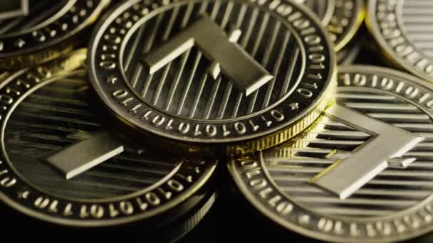Обертовий постріл bitcoins цифровий cryptocurrency-bitcoins Litecoin — стокове відео