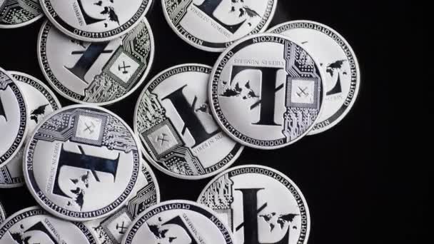 Rotující střela z digitální Kryptoměny Bitminků-Bitpeníz Litecoin — Stock video