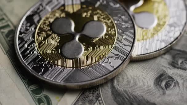 Bitcoins dijital cryptocurrency dönen çekim — Stok video
