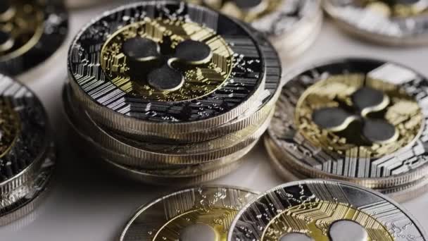 Bitcoins dijital cryptocurrency dönen çekim — Stok video