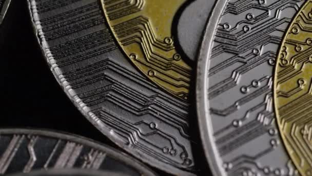 比特币数字加密货币的旋转拍摄 — 图库视频影像