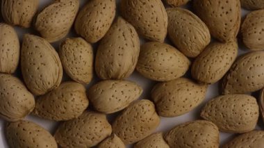 beyaz bir yüzeyde badem dönen çekim