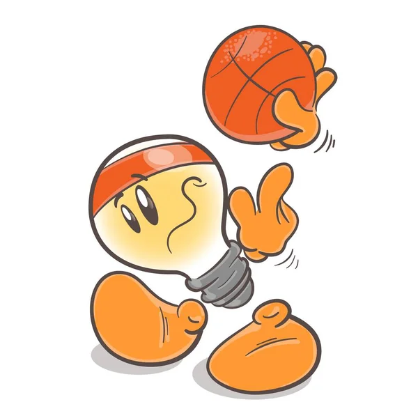 バスケット ボール選手。感情的な性格の漫画電球. — ストックベクタ