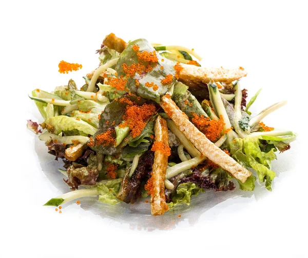 Salad with belly of salmon and flying fish roe. Asian Lunch — Stock Photo, Image