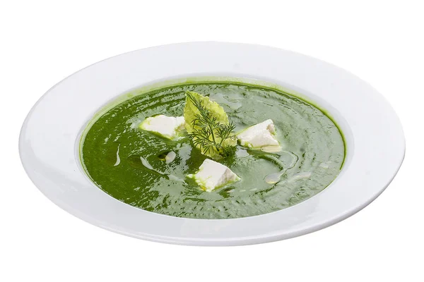 Sopa de crema con brócoli. Sobre un fondo blanco — Foto de Stock