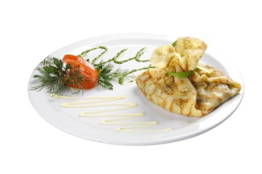 Krep ve dolgulu buğday unu. Beyaz arka planda