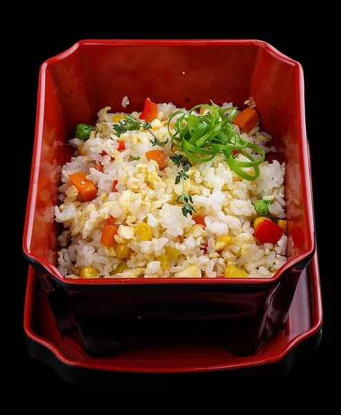 Rice with vegetables in a box