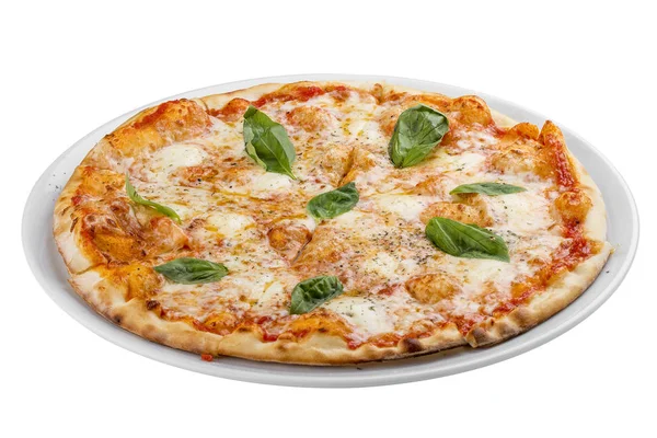 Pizza Margarita beyaz arka plan üzerinde