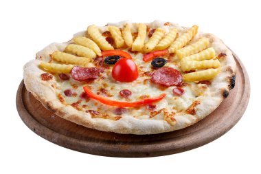 Çocukların gülümseyen pizzası. Çocuklar için yemekler.