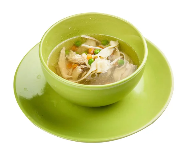 Kuřecí polévka se zeleninou. Stravování pro děti. — Stock fotografie