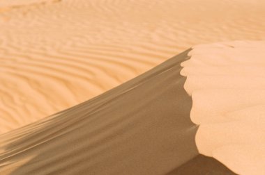 Açık güneşli bir günde kum tepeleri ile çöl. Çöl manzara.