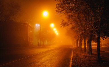fotoğrafta sis gece cityscape