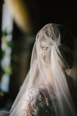 Arkadan gelinlik gelin portresi