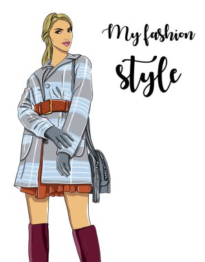 Elle çizilmiş kadın ceket. Bir modeldir. Vektör