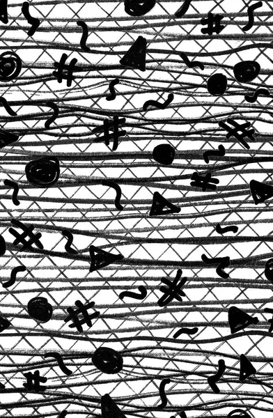 Muster mit Pinselstrichen in schwarzer Farbe. abstrakter Pinselstrich Hintergrund, handgezeichnetes Muster. — Stockfoto