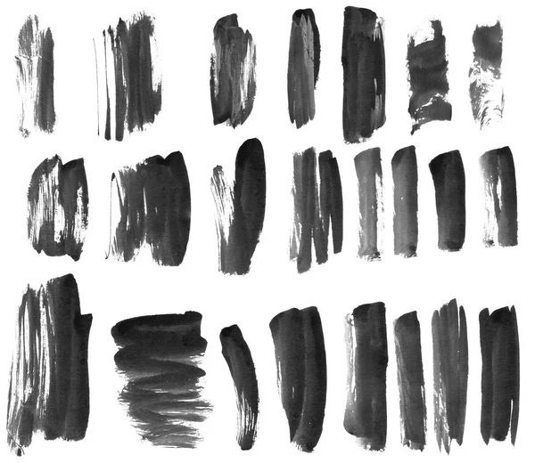 Watercolor set of different grunge brush strokes. — Stock Photo, Image