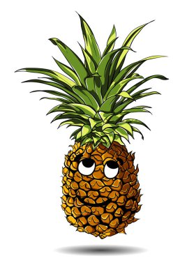 Sevimli taze ananas karikatür karakter duygu güzel