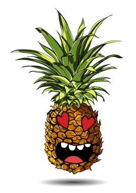 Sevimli taze ananas karikatür karakter duygu aşk