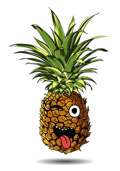 Симпатичный свежий ананасовый мультяшный смех — стоковый вектор