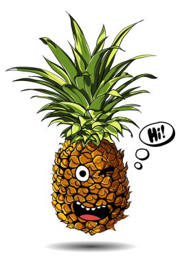 Tatlı ananas çizgi film karakteri dumbbells ile yapıyor. Sağlıklı beslenme ve fitness. Düz retro tarzı konsept illüstrasyon.