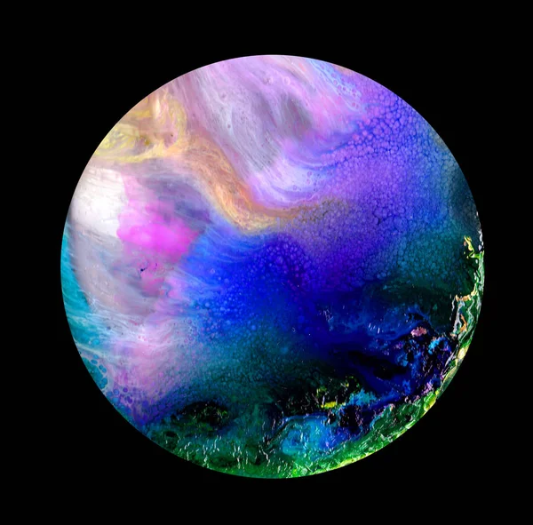 Υγρό τέχνης σε ένα τρυβλίο Petri. Πολύχρωμο αλκοόλ, μελάνης, πολύχρωμο βακτήρια που ζουν σε ένα τρυβλίο Petri. — Φωτογραφία Αρχείου