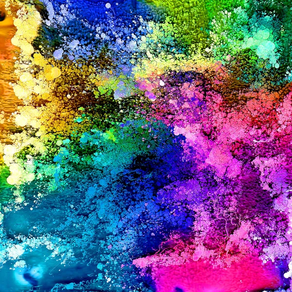 Arte fluido en una placa de Petri. Alcohol colorido, tinta, bacterias vivas de colores en una placa de Petri . — Foto de Stock