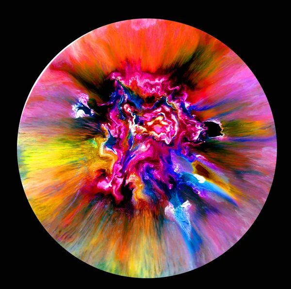 Arte fluida numa placa de Petri. Álcool colorido, tinta, bactérias vivas coloridas em uma placa de Petri . — Fotografia de Stock