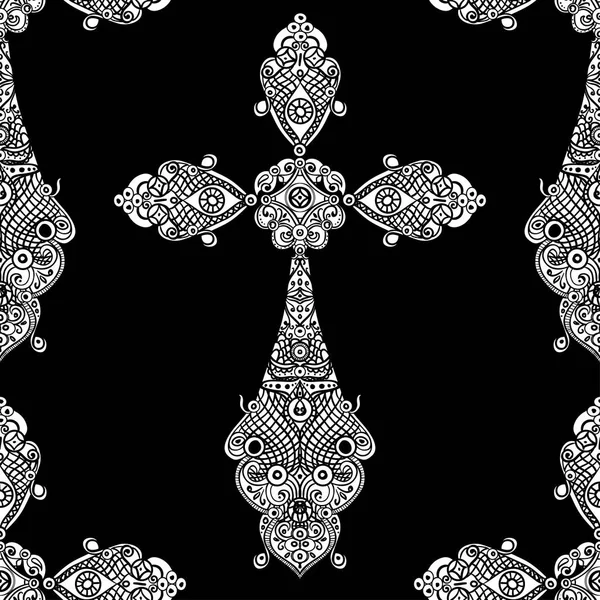Винтажные религиозные кресты в черно-белом цвете, геральдический дизайн — стоковый вектор