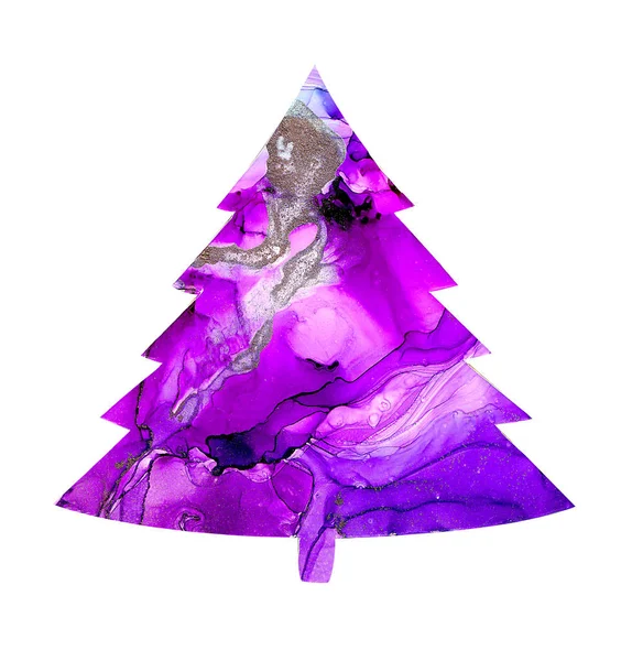 Alcohol ink texture on christmas tree. Fluid ink abstract art for design — Stock Photo, Image