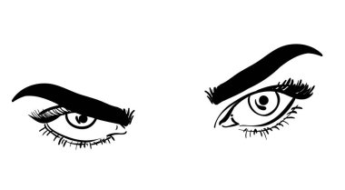 Güzel genç kadın gözleri. Moda illüstrasyon. Sketch vektör