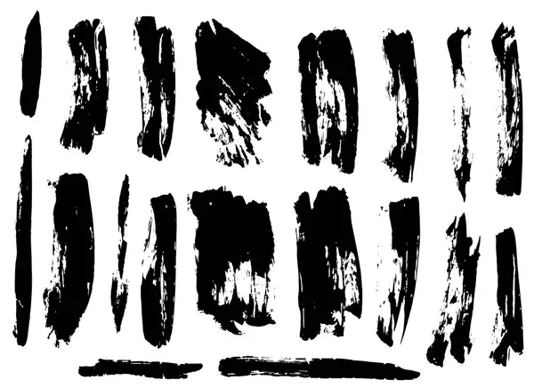 Zwarte inkt grunge brush set lijnen op witte achtergrond. — Stockvector