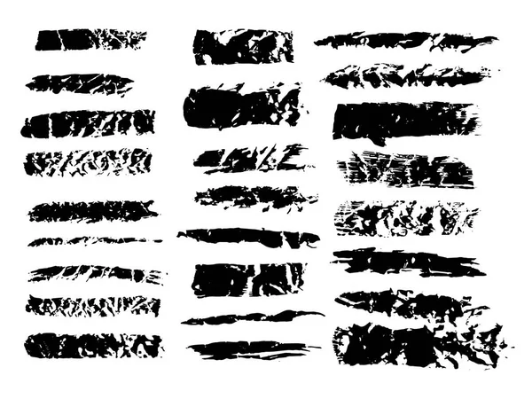 Zwarte inkt grunge brush set lijnen op witte achtergrond. — Stockvector