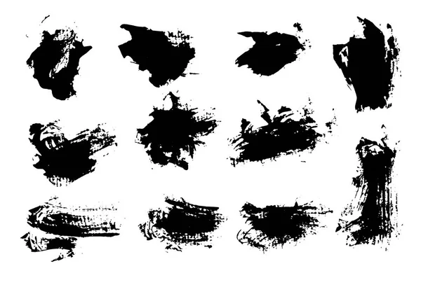 Pinceles grunge de tinta negra sobre fondo blanco . — Archivo Imágenes Vectoriales