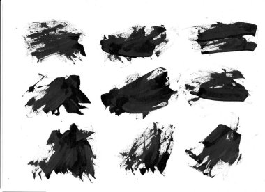 Siyah mürekkep grunge fırça darbeleri beyaz arka plan üzerinde ayarlayın..