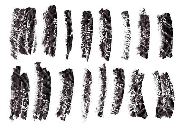 Pennello grunge inchiostro nero set tratti su sfondo bianco . — Foto Stock