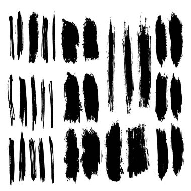 Siyah mürekkep grunge fırça darbeleri beyaz arka plan üzerinde ayarlayın..