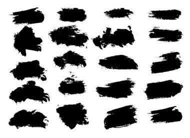 Siyah mürekkep grunge fırça darbeleri beyaz arka plan üzerinde ayarlayın..