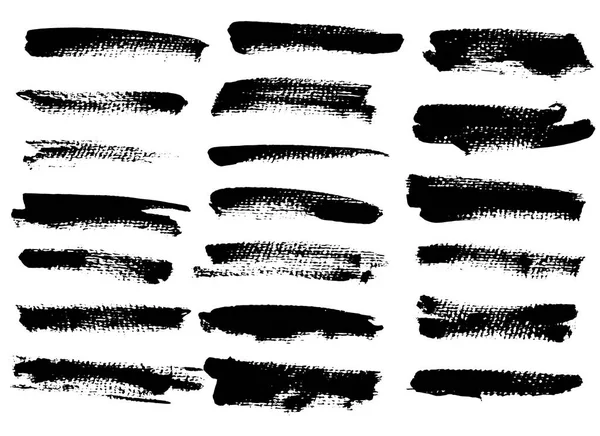 Pennello grunge inchiostro nero set tratti su sfondo bianco . — Vettoriale Stock