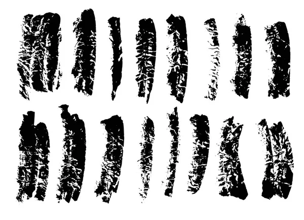 Pennello grunge inchiostro nero set tratti su sfondo bianco . — Vettoriale Stock
