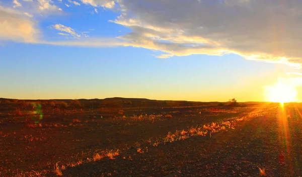 Tramonto Cielo Strada Nel Deserto — Foto Stock