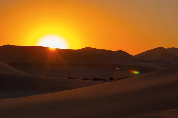 Sonnenuntergang Über Den Sanddünen Der Namib Wüste — Stockfoto