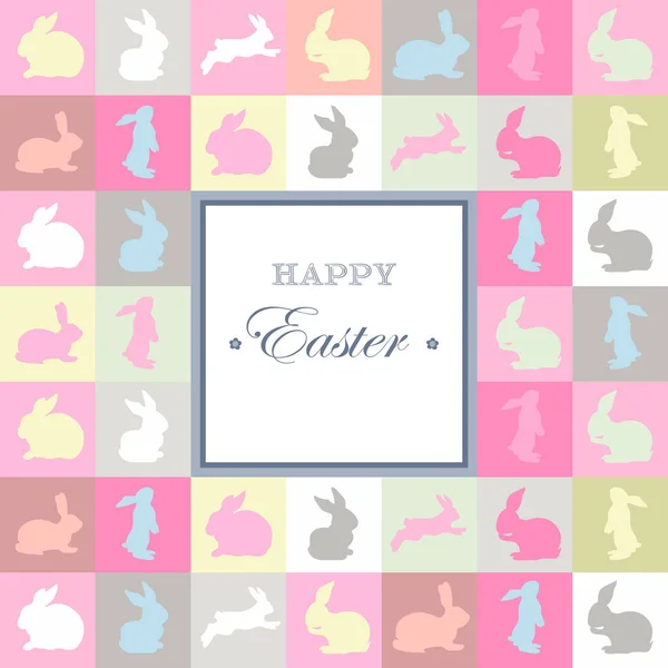 Tarjetas Navideñas Pascua Con Siluetas Conejo Colores Pastel Suaves Diseño — Vector de stock