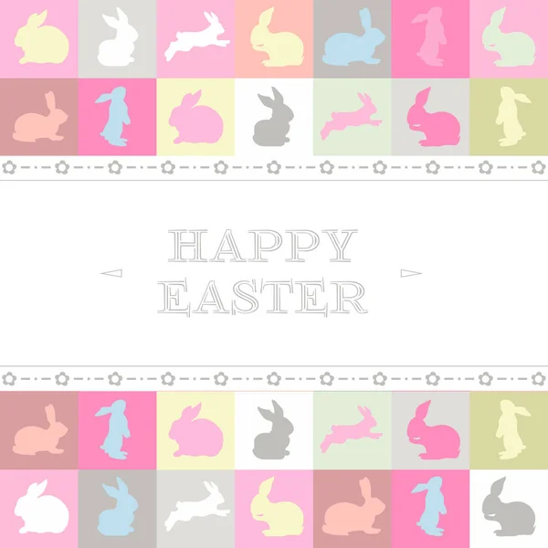 Osterfestkarten Mit Hasen Silhouetten Sanften Pastellfarben Retro Hintergrunddesign Für Karten — Stockvektor