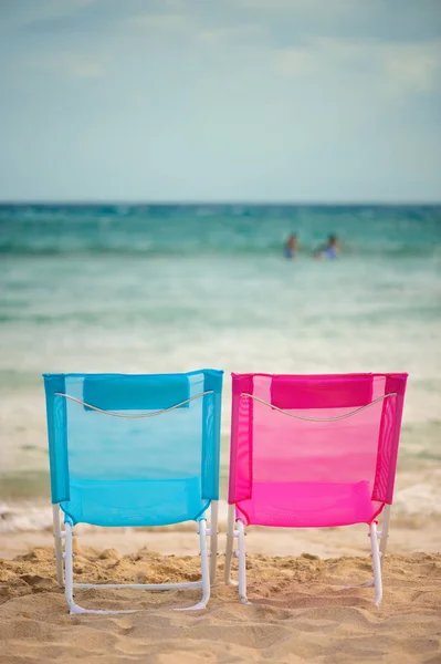 Foldable Chairs Beach Vacation Theme — Stock Photo, Image