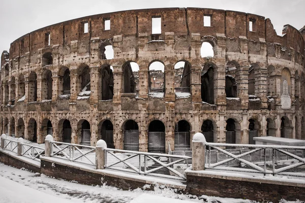 Colosseo Coperte Neve Evento Assai Raro Una Citta Come Roma — Photo
