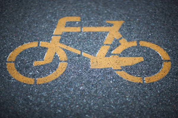 Bicycle Sign Asphalt Road — Stock Photo, Image