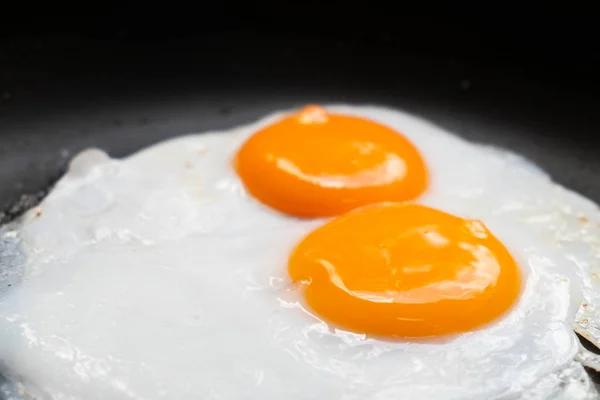 Gebakken Eieren Pan Lekker Gezond Eenvoudig Ontbijt Tafel — Stockfoto