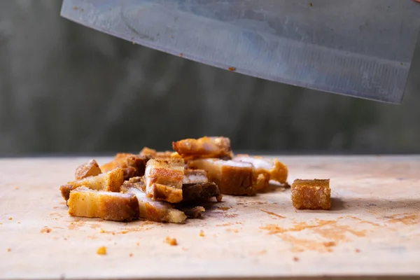 Crispy Pork Belly Wooden Chopping Board — Stock Photo, Image