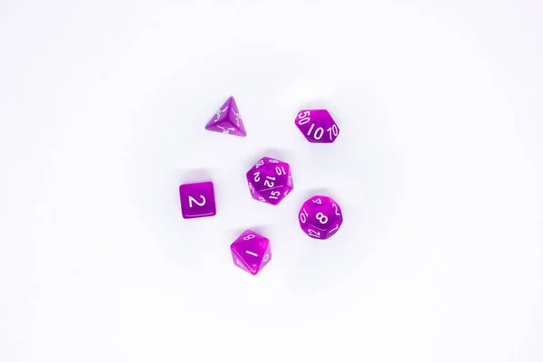 dice for fantasy dnd and rpg tabletop games. Board game polyhedral dices with different sides isolated on white background