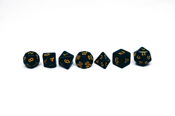 Conjunto Ícones Dados Pretos Para Dnd Fantasia Jogos Mesa Rpg — Fotografia de Stock